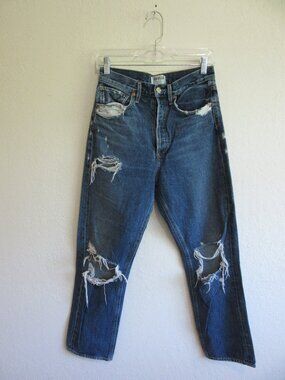 A GOLD E Blue Denim 25 Straight Leg Distressed Jeans